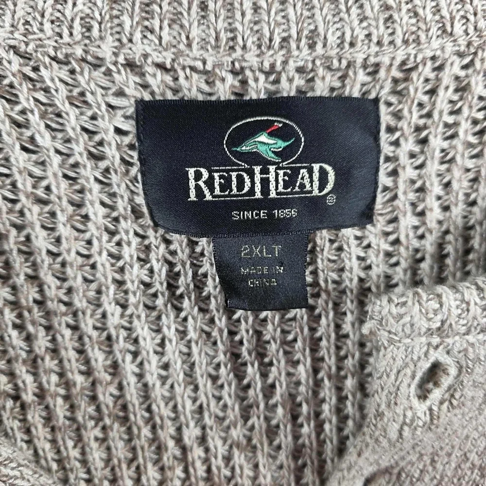 RedHead Henley Sweater‎ Tan Knit Long Sleeve Mens 2XLT Cotton